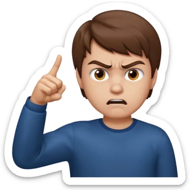 angry boy pointing fingure at his own face sticker