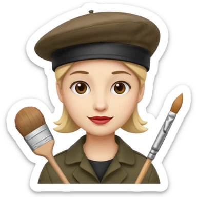artistic director emoji with a beret and paintbrush sticker