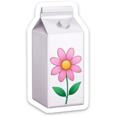 a white TINE milk carton with pink flower head blossom doodles on it  sticker