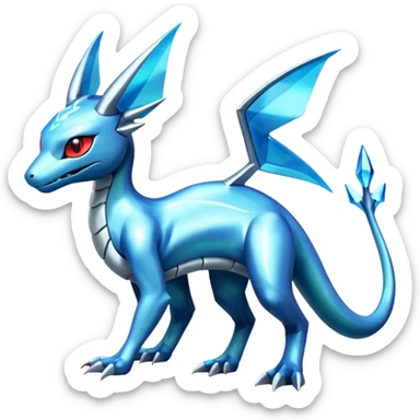Shiny Futuristic Salamence-Salandit-Glaceon-Fakémon-hybrid-creature (full body)  sticker