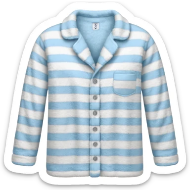 emoji of an isolated fluffy fleece pajama top with soft pastel vertical stripes, plush fuzzy texture, light grey and pastel blue tones, button-down long sleeves, neatly folded flat-lay, no person, no body, no mannequin, cozy warm winter mood, soft shading sticker