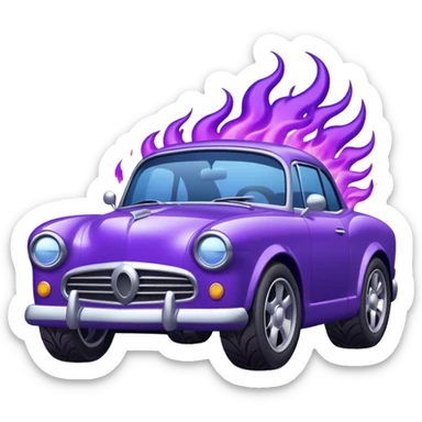 Purple car drifting with navy blue flames coming out of the rear tires. sticker