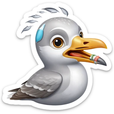 Seagull with sardine in its mouth sticker
