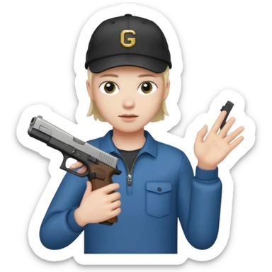 Emoji de iPhone Fantasma con glock 19 en la mano izquierda y con gorra sticker