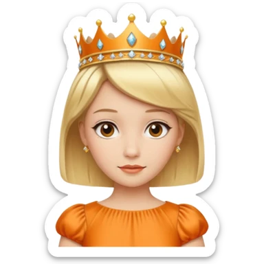 Princess in orange Dress with Tiara, short Blonde Hair sticker