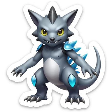 white blacks edgy colorful gradient shiny glossy Fakémon-Digimon-creature-hybrid (full body) sticker