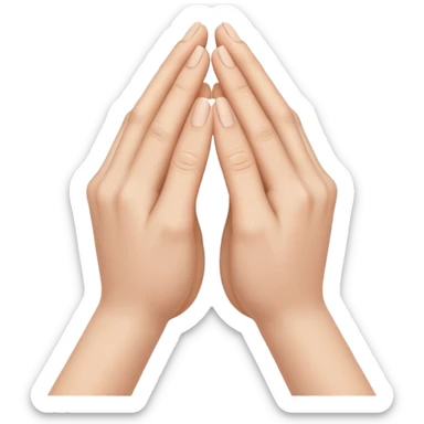 The output image should contain only one emoji.
The emoji should depict two hands gently pressed together in a prayer gesture, with the fingers interlocked tightly and creative way. sticker