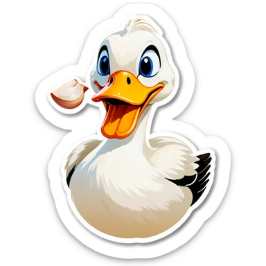 duck eating garlic sticker