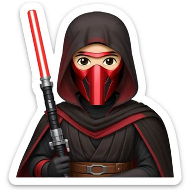 Darth Revan with his mask on holding red lightsaber sticker