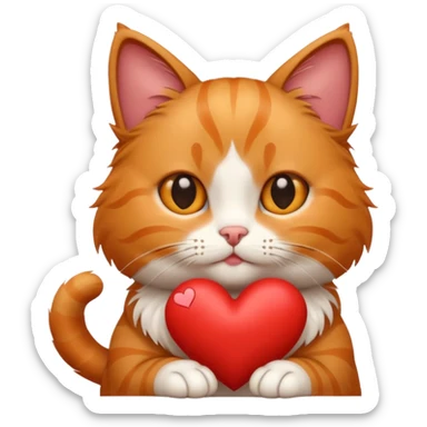 Cute cat with a heart  sticker