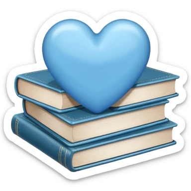 Light blue heart with stack of books sticker