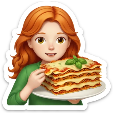 ginger girl eating veggie lasagna  sticker