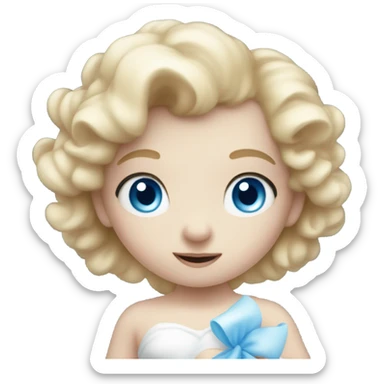 Realistic Pale cute cupid blue eyes flying with bow  sticker