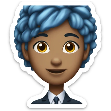 generate a blue hair lesbian that works at mcdonalds and runs it like the navy dressed up in a snazzy suit she is slightly overweight sticker