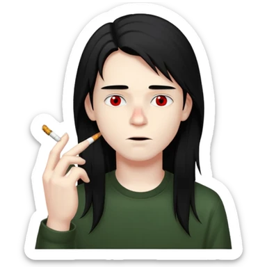 young boy with black long hair smoking weed sticker