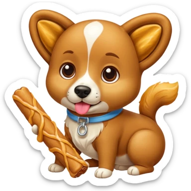 Un perrito viendo un churro sticker