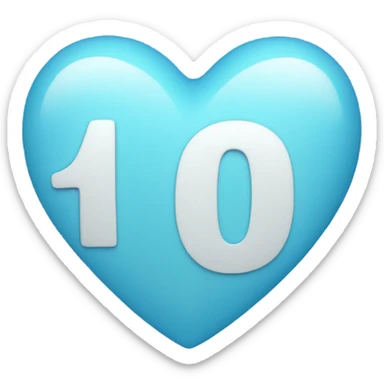 Light blue heart with number 10 sticker