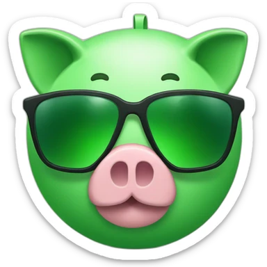 green piggybank with green sunglasses sticker