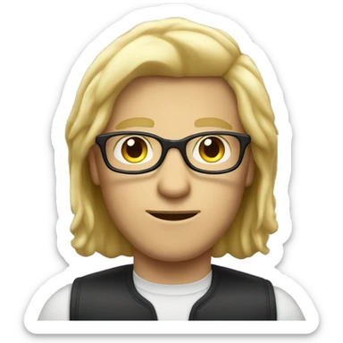 A white man with blonde hair and glasses using iPhone  sticker