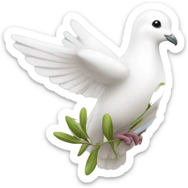 A white dove with an olive branch sticker