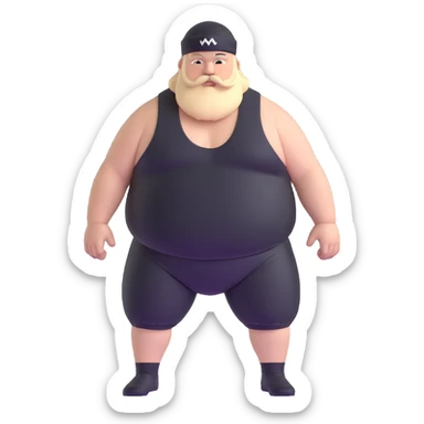 White skin fat guy with black durag, beard and mustache in wrestling singlet sticker