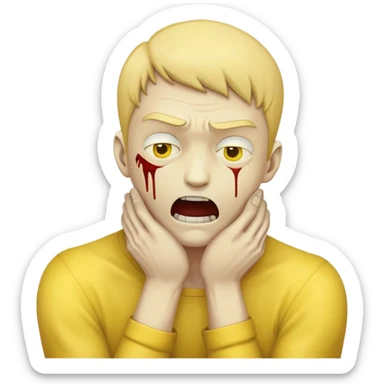 yellow man strangling himself sticker