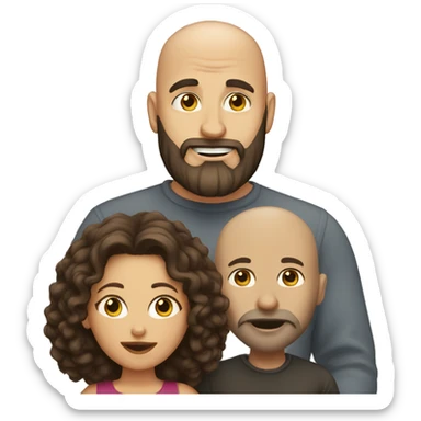 White Man bald with dark beard kissing short brown woman with long dark curly hair sticker