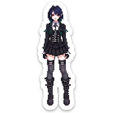 gothic femboy with dark makeup and platform boots sticker