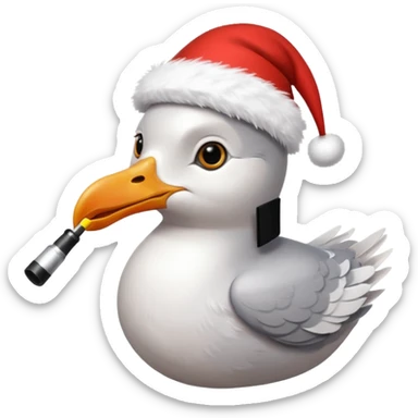 Seagull sherlock holmes with a xmas hat sticker
