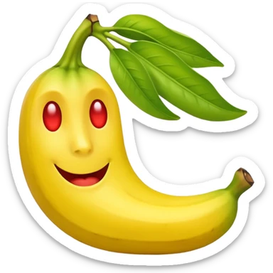 Crear un emoticón que tenga que ver con una variedad de Cambures , y que la paleta de colores sea la siguiente: Rojo Carmín, Amarillo, Amarillo Crema y Verde Pasto sticker