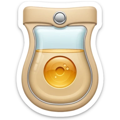 ostomy bag in beige with a circle in the middle sticker