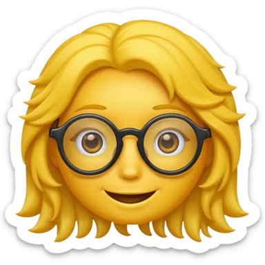 Realiza un emoticon amarillo sonriente, con lentes oscuros y cabello rizado sticker