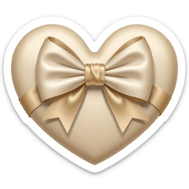 white heart with beige bow sticker