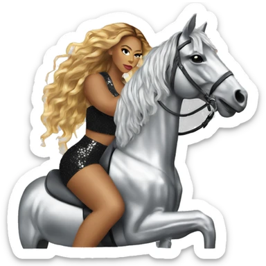 beyonce-sitting-on-sparkly-silver-horse sticker