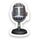 Icon for 50s American Musical Theater: a retro stage with neon lights, a classic microphone on stage, vintage piano, musical notes, vintage theater curtains, and Broadway-style elements. Avoid focusing solely on the piano. Transparent background. sticker