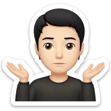 a guy shrugging his shoulders with a black hair sticker