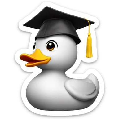 Rubber duck in a graduate hat sticker