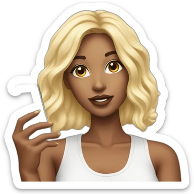 Influencer model taking a selfie sticker