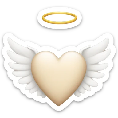 beige heart with white angel wings sticker