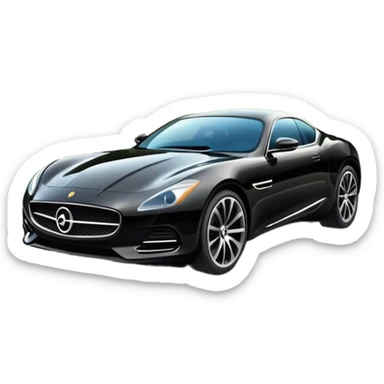 luxury car is driving on a scenic highway with beautiful landscape around sticker