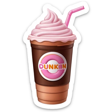 Light pink Dunkin refresher with chocolate cold foam melting into drink  sticker