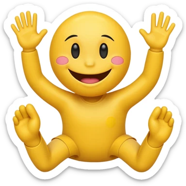 Smiley face blushing with hands on the face and kicking legs ￼ sticker