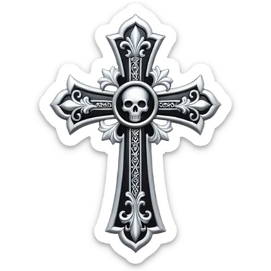 black goth cross sticker