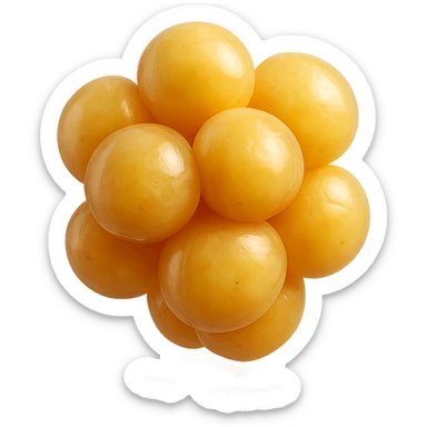 CELLULA DI GRASSO (ADIPOCITA) GIALLA A GRAPPOLO, IPERREALISTICI 4K, FLUTTUANO IN ARIA sticker