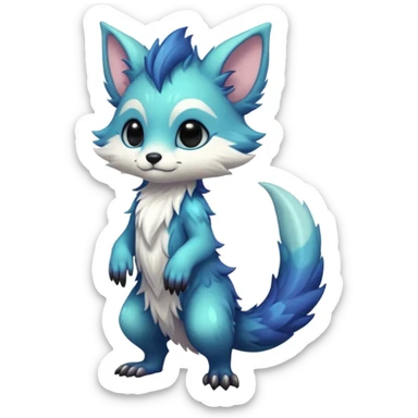 Cool hot handsome attractive chibi shiny beautiful pretty esoteric aesthetic randomly-colored furry anthropomorphic fantasy-Vernid-creature by LiLaiRa with a long tufted tail with edgy markings (full body) sticker