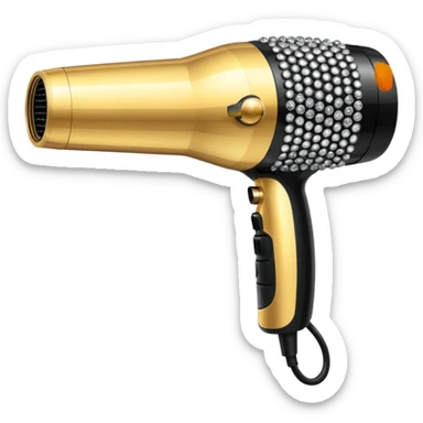 black blow dryer covered in diamonds sticker