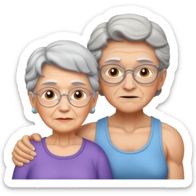 granny with a young pumped up guy emoji iOS 18.1 sticker