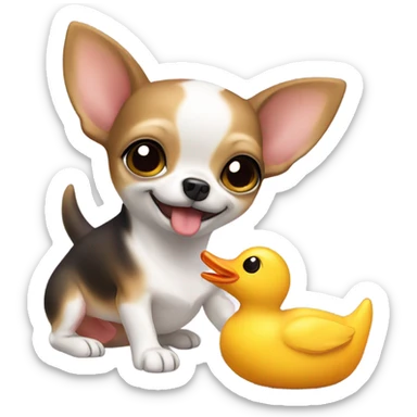 Cute chihuahua with duck toy sticker