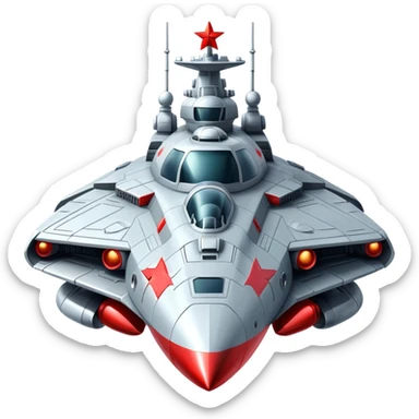 Futuristic Russian battle cruiser spaceship with red star insignia sticker