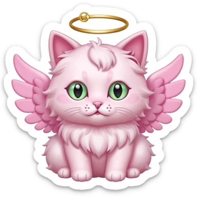 pastel pink spam angel cat with five glowing eyes sticker